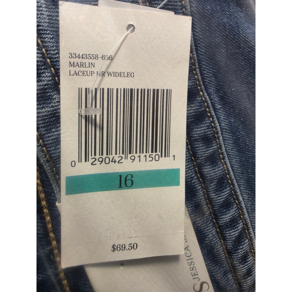 Jessica Simpson Marlin Lace Up Wide Leg Jeans Medium Wash Blue Denim Womens 16 - Picture 12 of 12